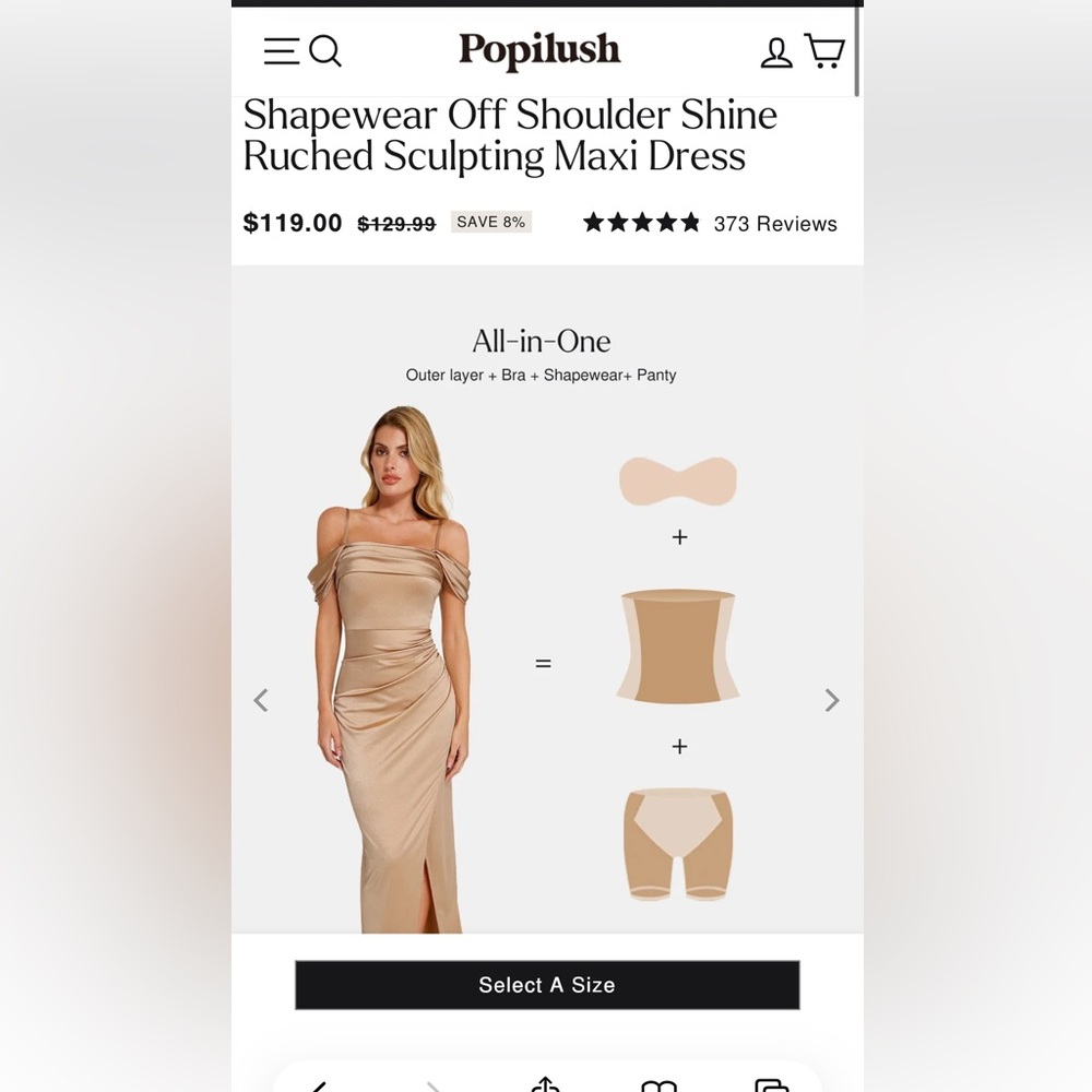 Popilush Shapewear Dress NWT Size L
